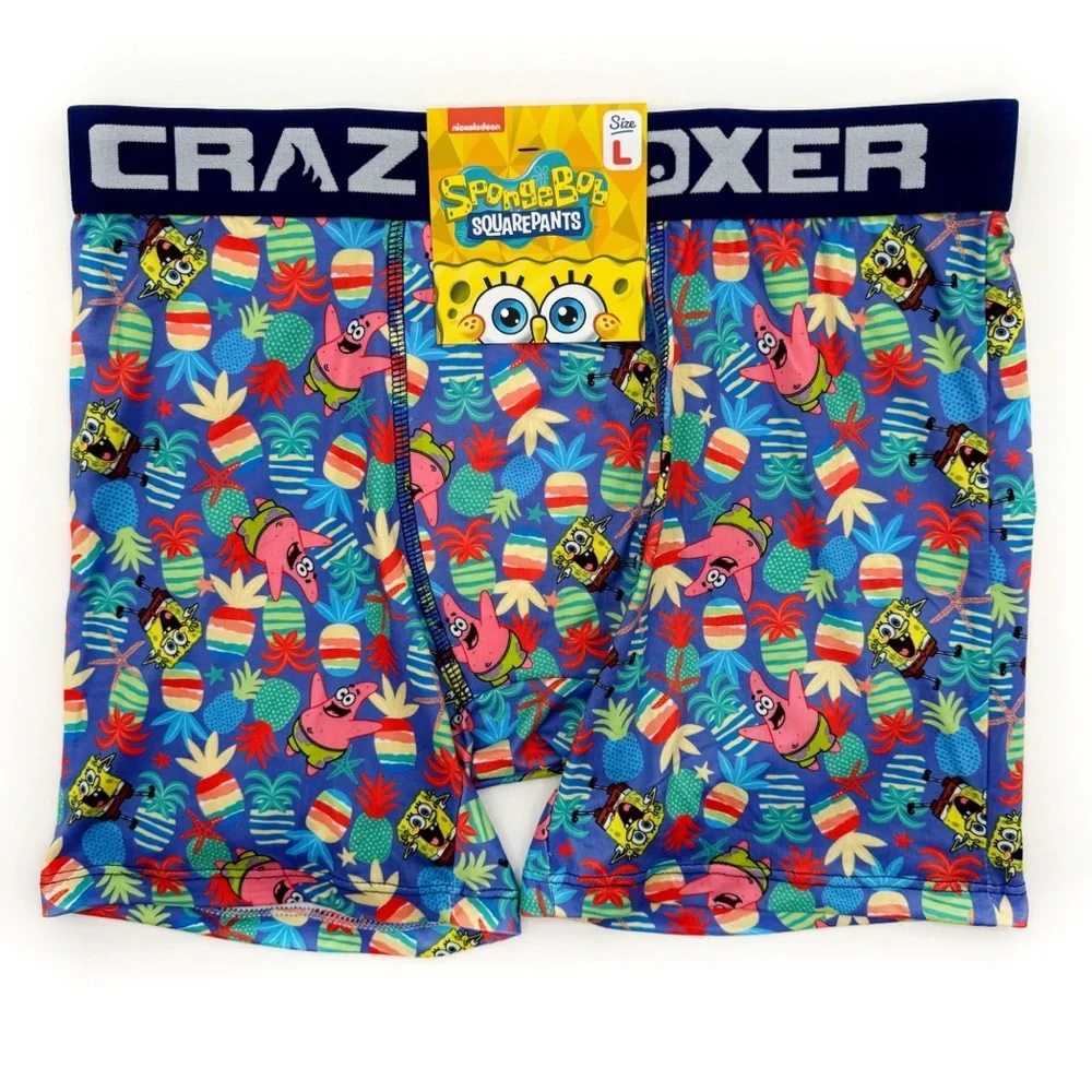 SpongeBob Crazy Boxer Briefs Mens Large Underwear Pineapple Nickelodeon Gift Y2K